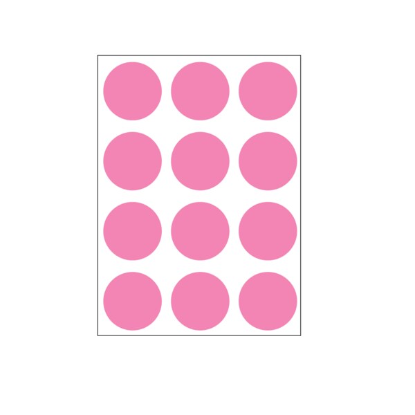 1-1/4" Color Coding Dots Rose - Sheet Form